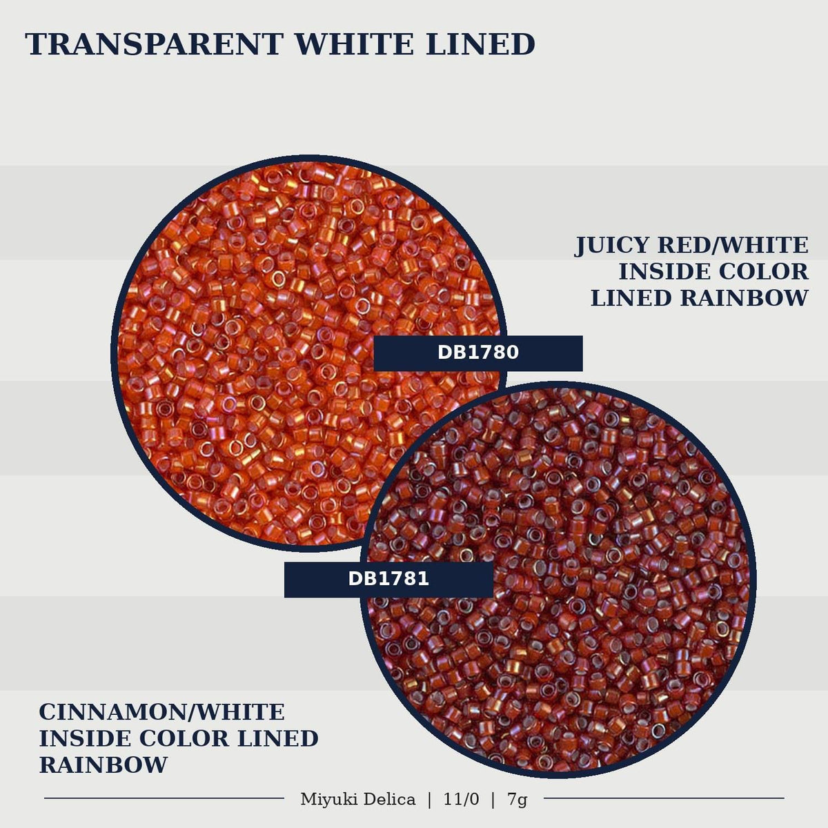 Miyuki Delica Seed Beads Size 11/0, White Lined | Choose Your Color | DIY Jewelry Supply