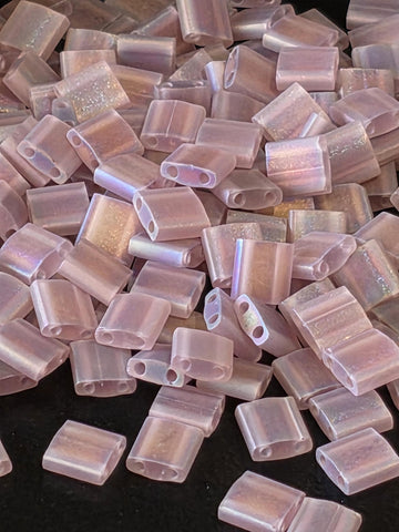 Miyuki Tila Beads, Amethyst Translucent Matte Rainbow | Glass | Two Hole Square 7.5G Pack