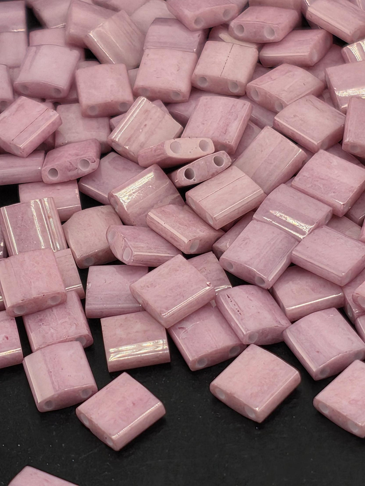 Miyuki Tila Beads, Rose Matte Ab Two-Hole Tiles | Pink Glass | 7.5G | Jewelry Weaving Supply