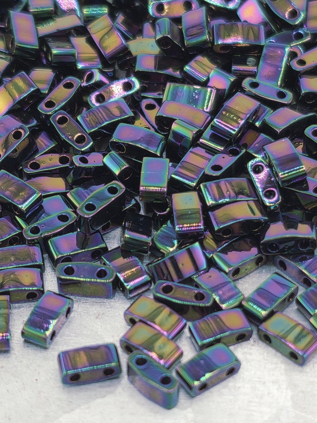 Miyuki Half Tila Beads, Violet Metallic Rainbow | 2.3mm | Glass Weaving