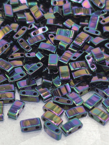 Miyuki Half Tila Beads, Violet Metallic Rainbow | 2.3mm | Glass Weaving
