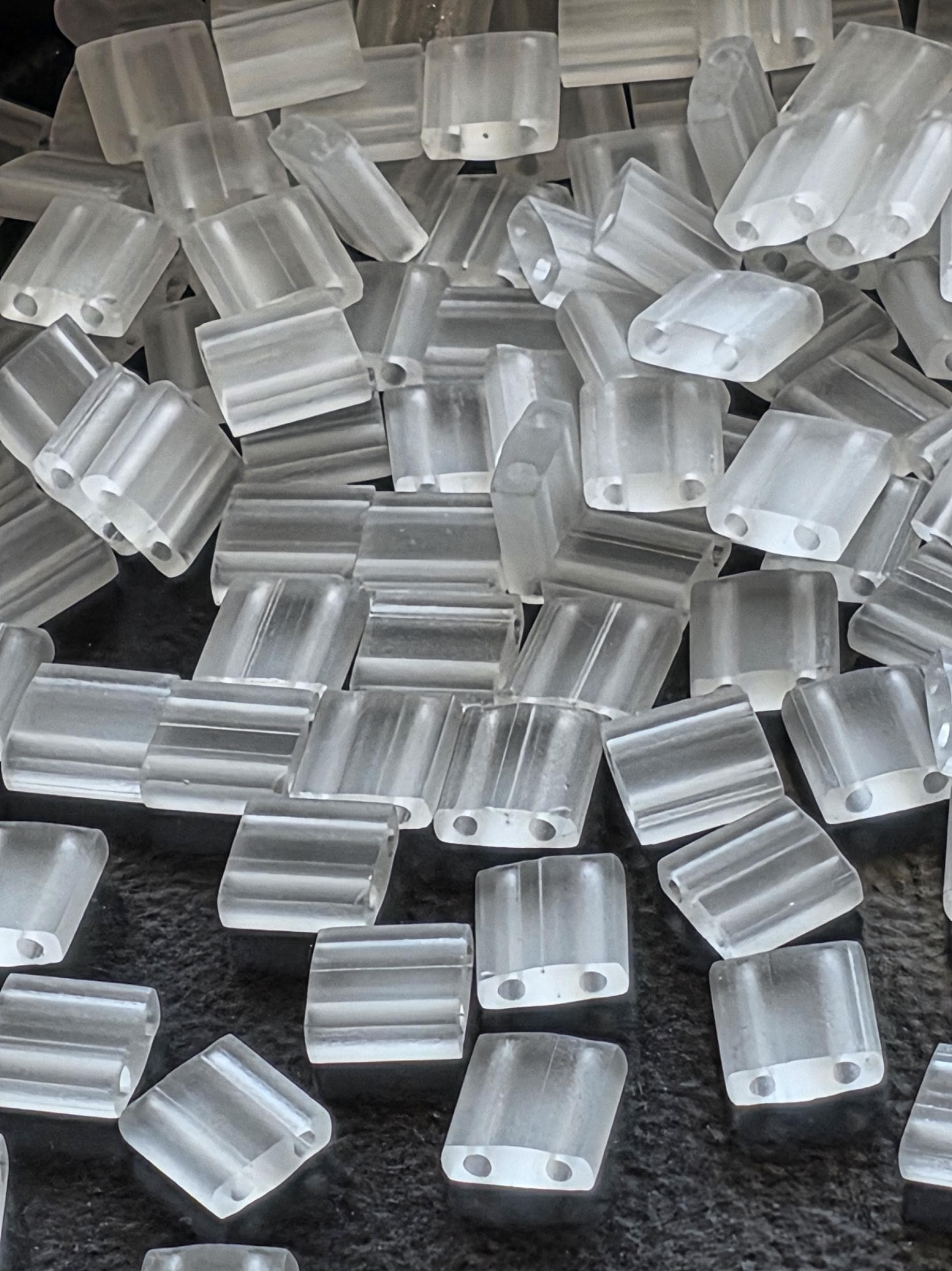 Miyuki Tila Beads | Crystal Matte Japanese Glass - Two Hole Square, Brick Stitch, Jewelry Making