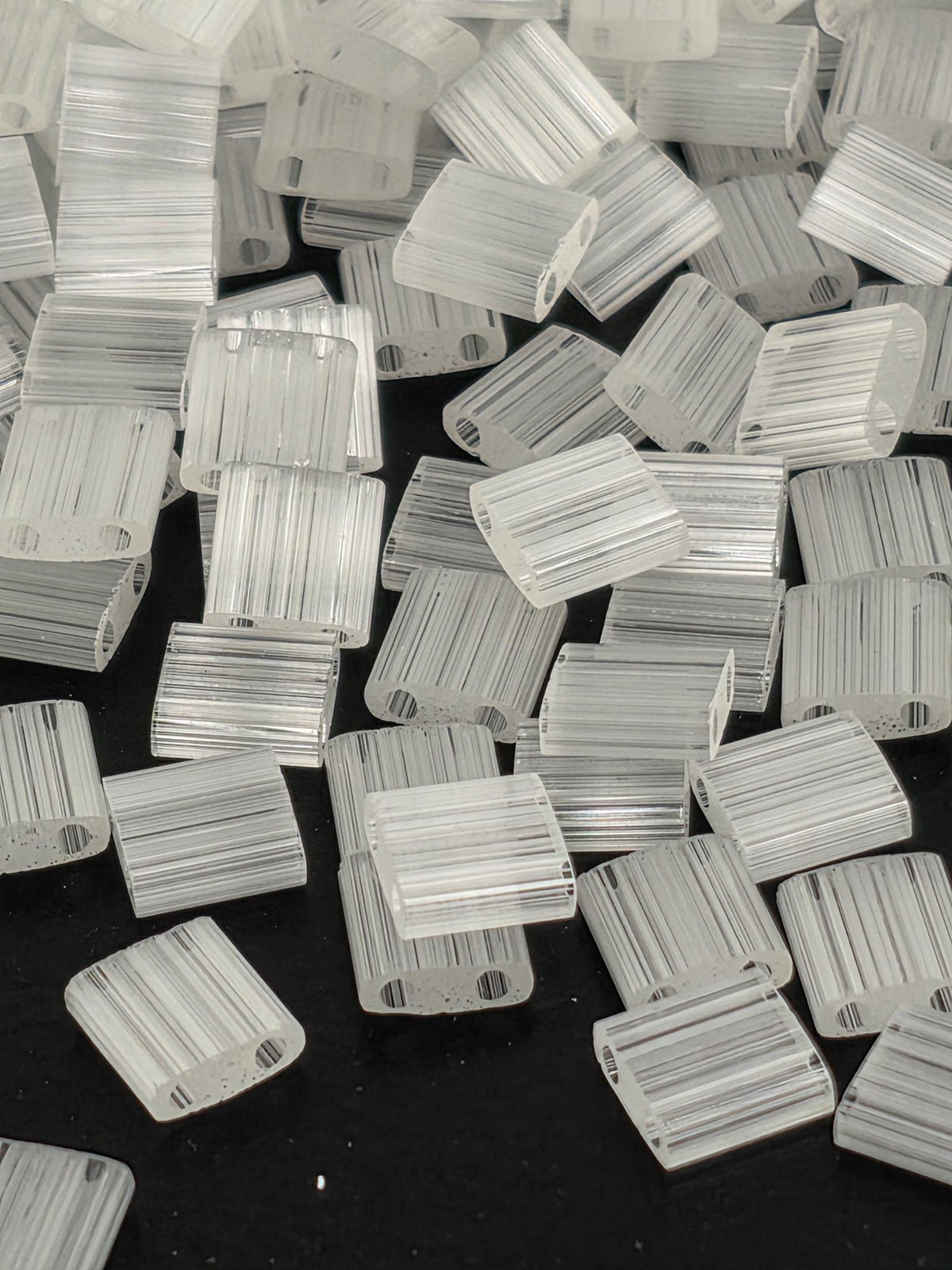 Miyuki Tila Beads, White Satin - Flat Square Two-Hole Glass Craft, Jewelry Weaving | 7.5G Pack