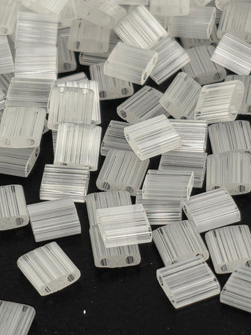 Miyuki Tila Beads, White Satin - Flat Square Two-Hole Glass Craft, Jewelry Weaving | 7.5G Pack