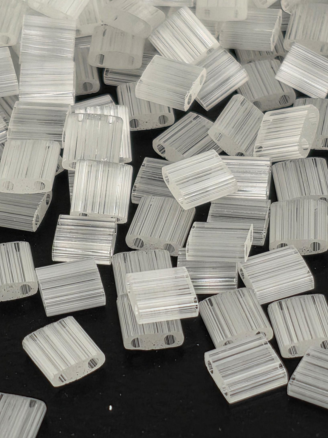 Miyuki Tila Beads, White Satin Square Tiles | Two Hole | 5mm Flat Weaving