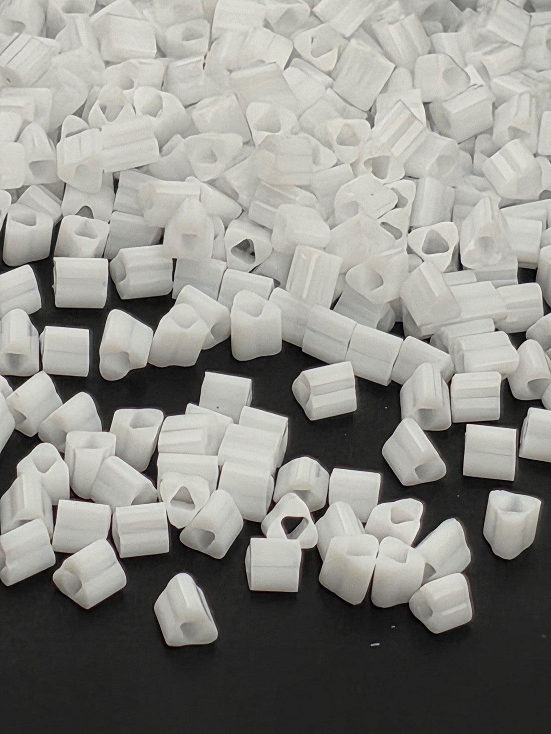 Toho Triangle Beads, Opaque White | 11/0 | 2.5in tube (~8g) Pack