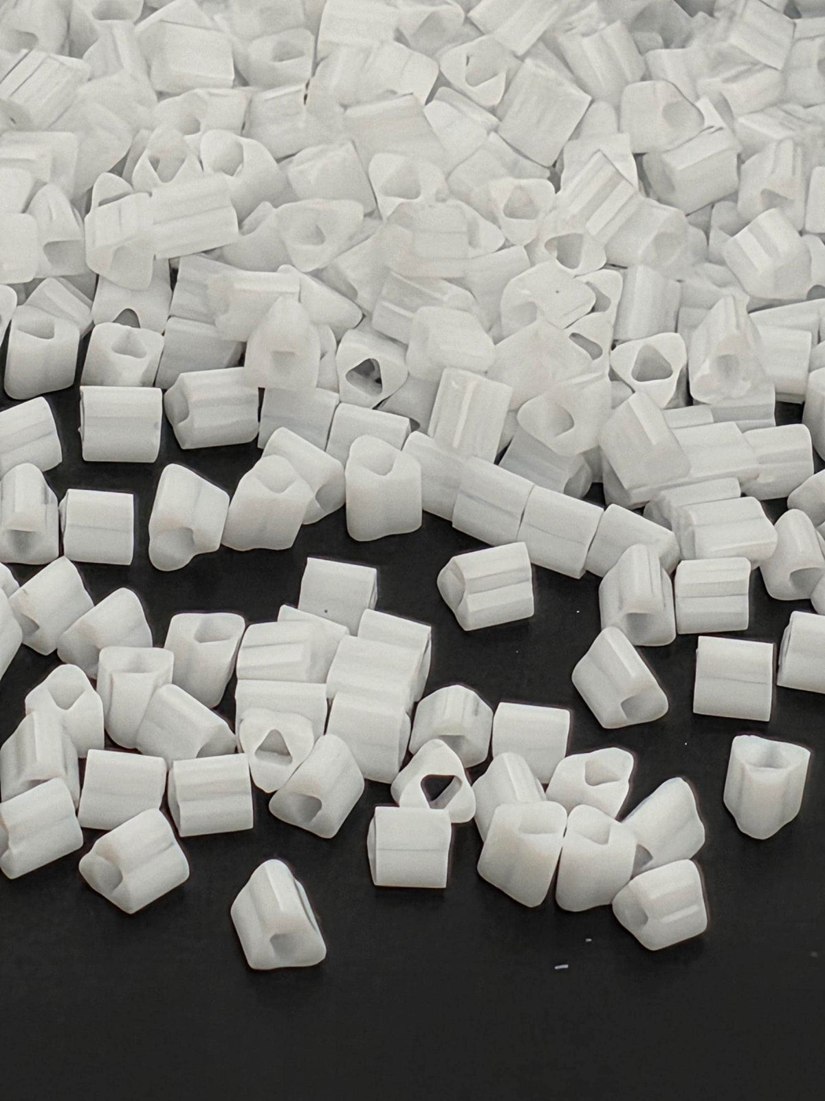 Toho Triangle Beads, Opaque White | 11/0 | 2.5in tube (~8g) Pack