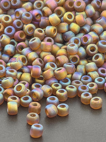 Root Beer Translucent Frosted Rainbow Matsuno Seed Beads | Size 11/0 (2mm) | 15g, ~1650 pcs
