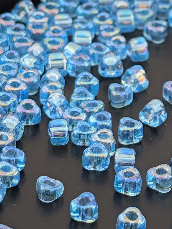 Miyuki Triangle Beads, Blue Topaz Translucent Rainbow | 8/0 | 15g Pack