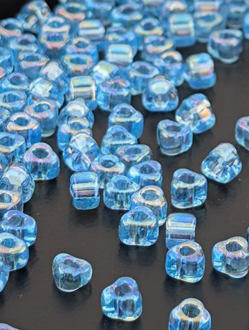 Miyuki Triangle Beads, Blue Topaz Translucent Rainbow | 8/0 | 15g Pack