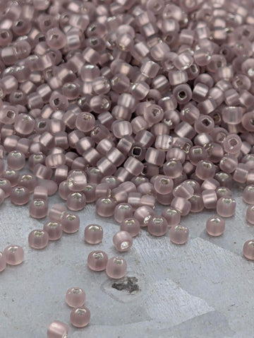 Lilac Seed Beads, Translucent Matte Silver Lined Matsuno | Glass | Size 11/0 (2mm)
