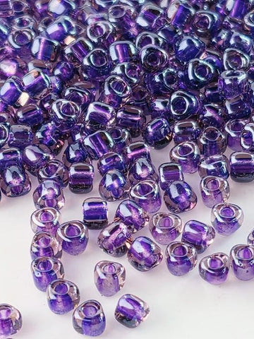 Miyuki Triangle Beads, Light Purple Inside Color Lined | Size 8/0 | 15g Pack