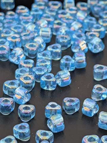 Miyuki Triangle Beads, Blue Topaz Translucent Rainbow | 5/0 | 15g Pack