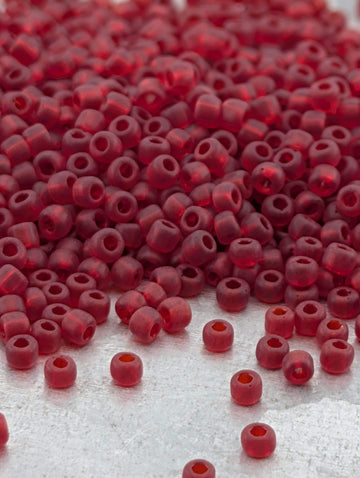 Red Translucent Matte Matsuno Seed Beads | Size 11/0 (2mm) | 15g, ~1650 pcs