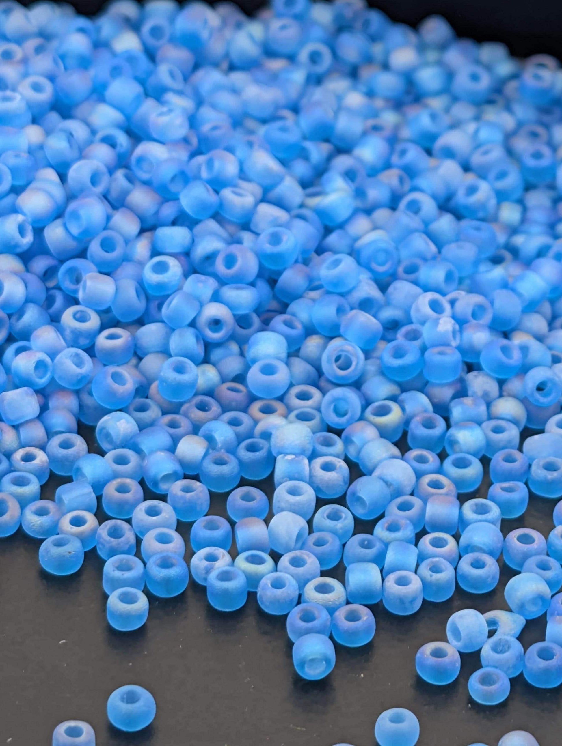 Matsuno Seed Beads, Teal Frosted Rainbow (Size 11/0, Glass) | Jewelry Making Supply | Loom Beading