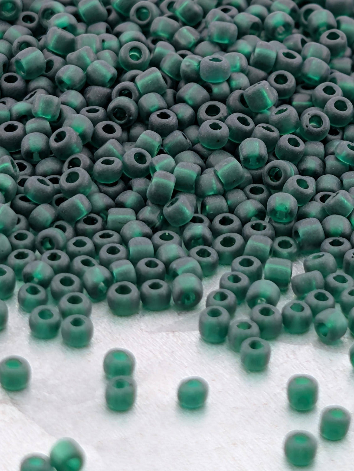 Dark Green Translucent Matte Matsuno Seed Beads | Size 11/0 (2mm) | 15g, ~1650 pcs