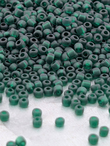 Dark Green Translucent Matte Matsuno Seed Beads | Size 11/0 (2mm) | 15g, ~1650 pcs