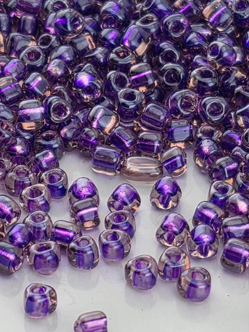 Miyuki Triangle Beads, Light Purple Inside Color Lined | 10/0 Size | 15g Pack