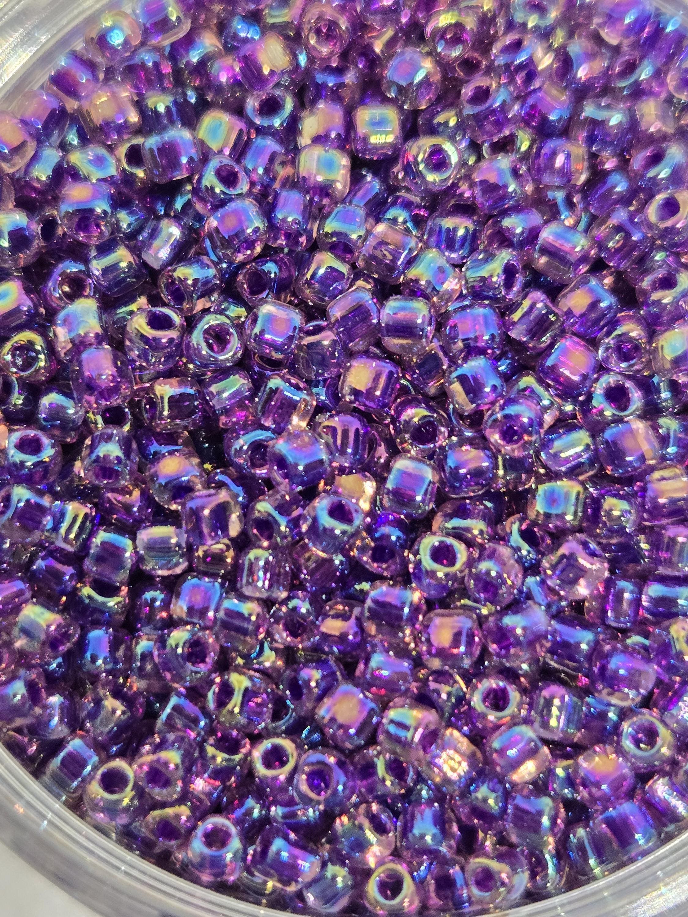 Miyuki Triangle Beads, Lt Rose Violet Inside Color | 10/0 Size - Glass Seed Beads, 15g Pack