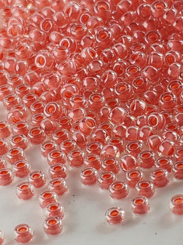 Crystal/Pink Grapefruit Inside Color Lined | Miyuki Rocaille | 11/0 | 15g pkg