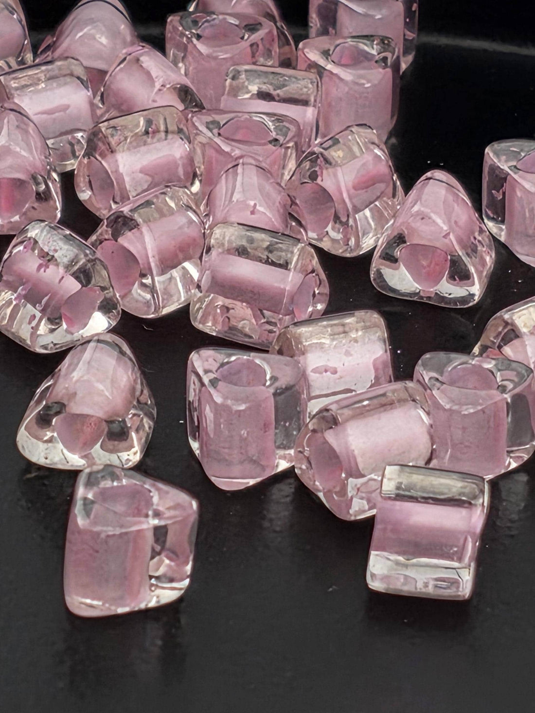 Toho Triangle Beads, Crystal/Cotton Candy-Lined | 3/0 | 2.5in tube (8g) Pack