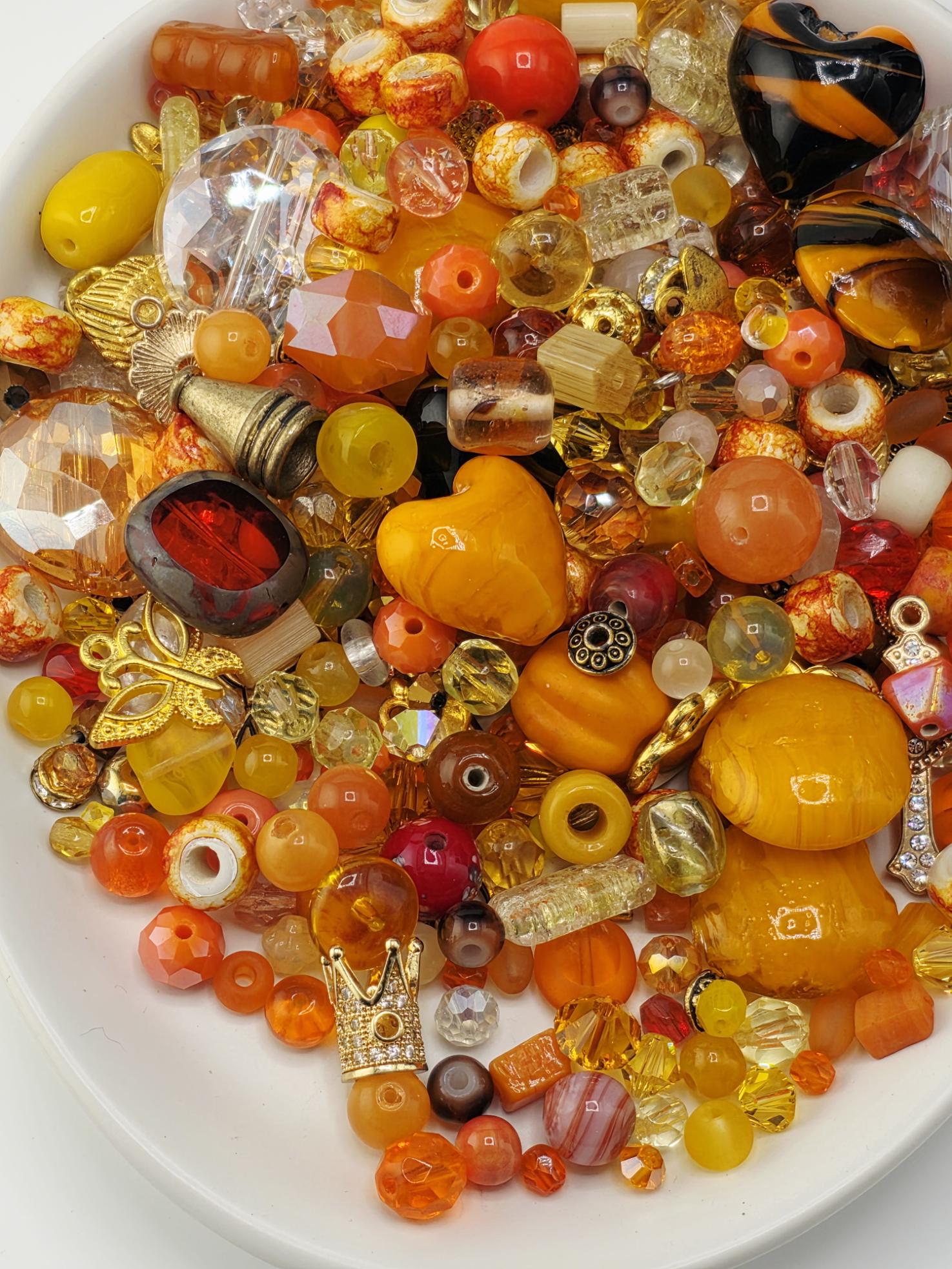 Jewelry Maker Glass Beads, Orange Yellow Mix (56g Craft Pack) | Jewelry Making Bracelet Supply | Learise Curated Mix