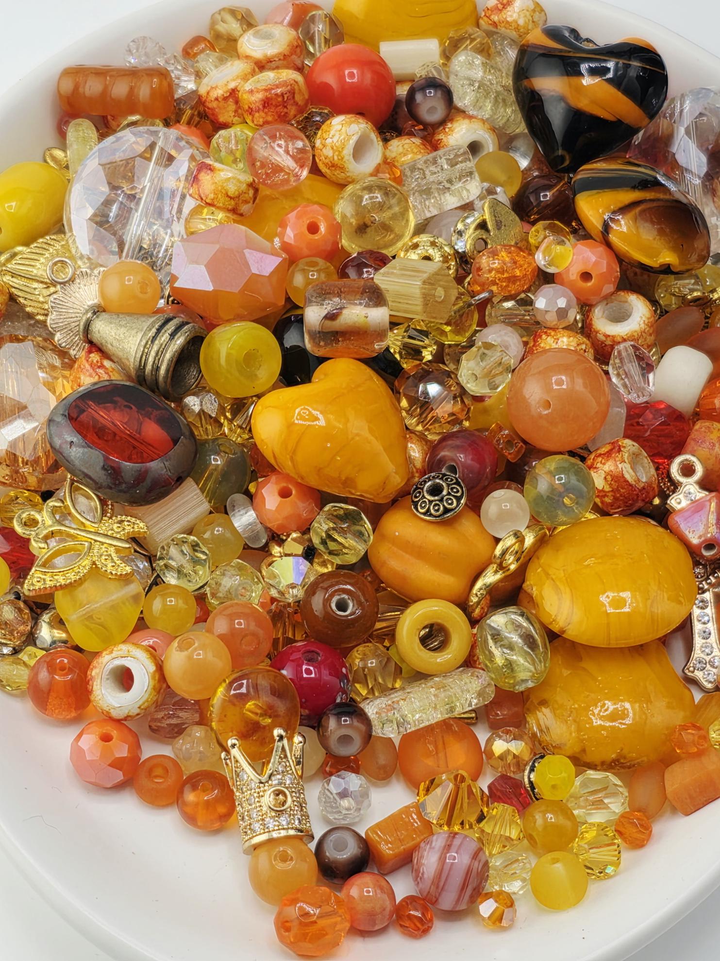 Jewelry Maker Glass Beads, Orange Yellow Mix (56g Craft Pack) | Jewelry Making Bracelet Supply | Learise Curated Mix