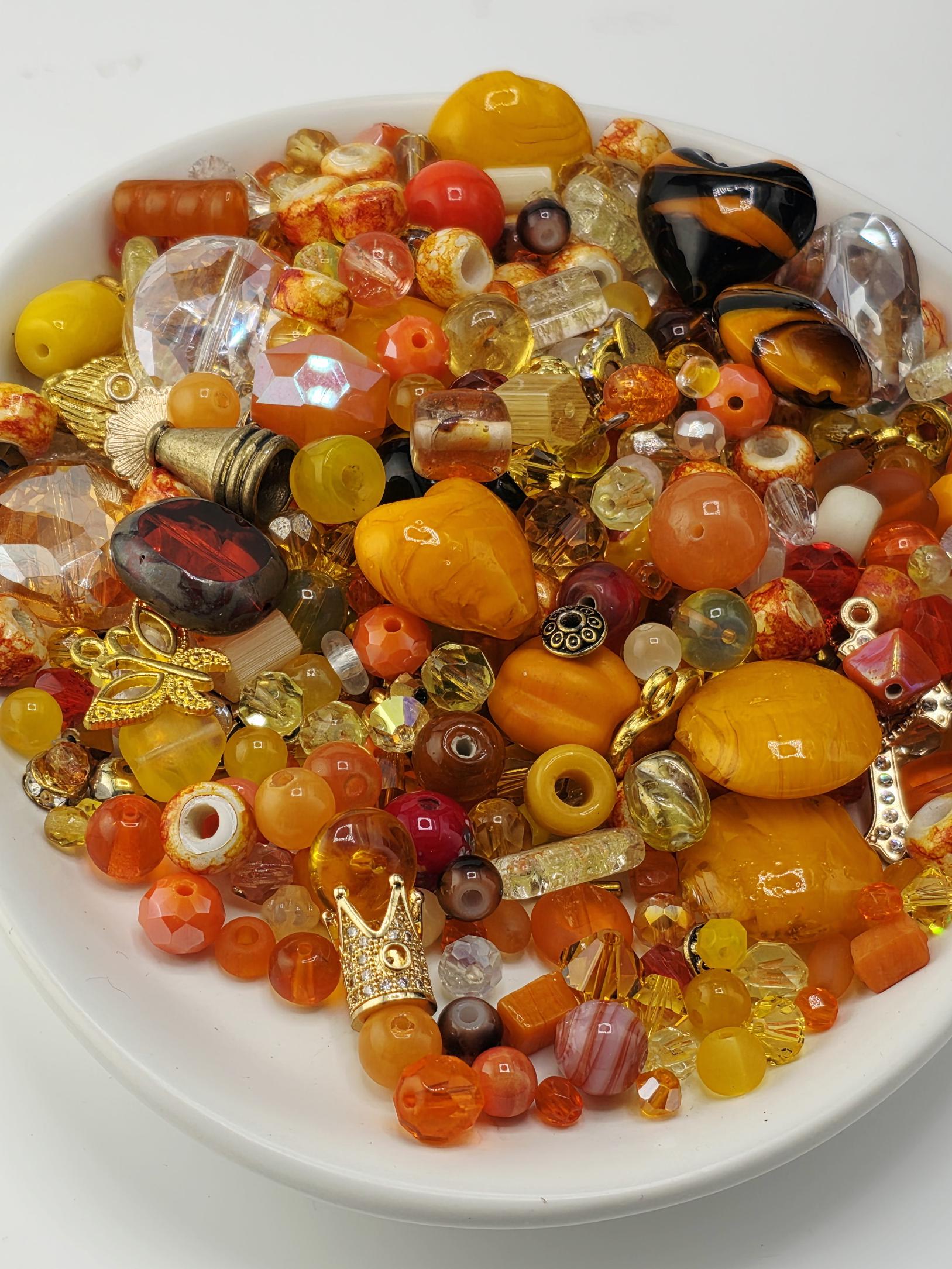 Jewelry Maker Glass Beads, Orange Yellow Mix (56g Craft Pack) | Jewelry Making Bracelet Supply | Learise Curated Mix