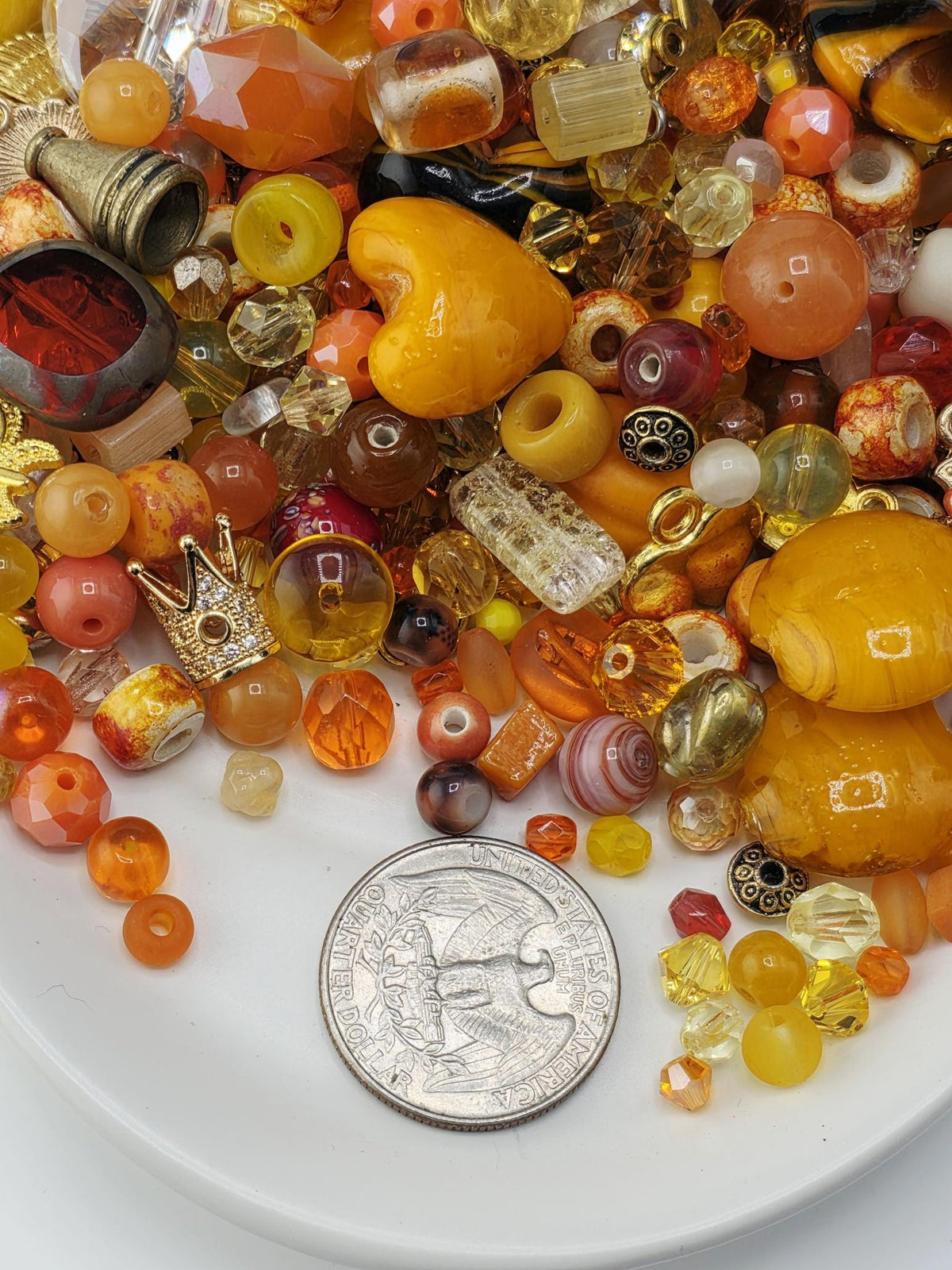 Jewelry Maker Glass Beads, Orange Yellow Mix (56g Craft Pack) | Jewelry Making Bracelet Supply | Learise Curated Mix
