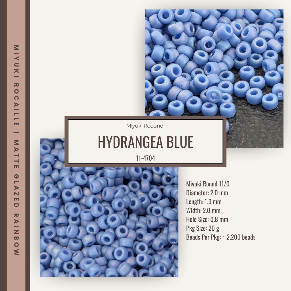 Miyuki Rocaille Size 11/0 | Matte Glazed Rainbow | 15g