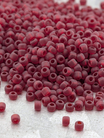 Japanese Seed Beads, Translucent Matte Red Matsuno | Glass | Size 11/0 (2mm) | 15g ~1650 Pcs
