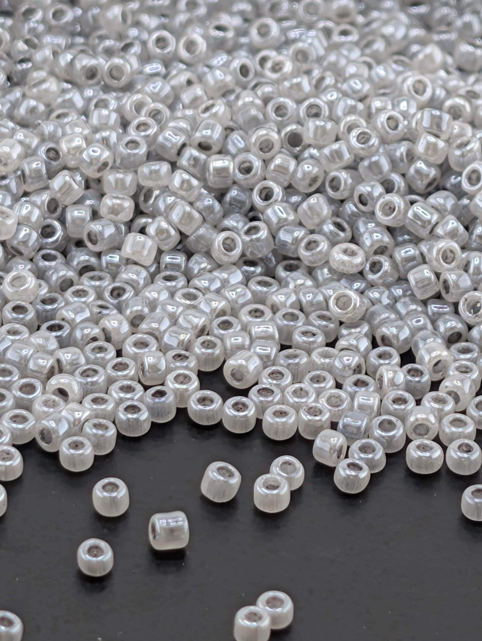 Grey Opaque Ceylon Pastel Matsuno Seed Beads | Size 11/0 (2mm) | 15g, ~1650 pcs