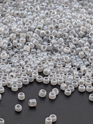 Grey Opaque Ceylon Pastel Matsuno Seed Beads | Size 11/0 (2mm) | 15g, ~1650 pcs