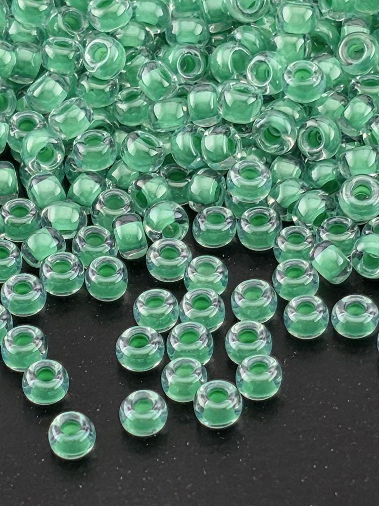 Crystal/Aqua Inside Color Lined | Miyuki Rocaille | 11/0 | 15g pkg