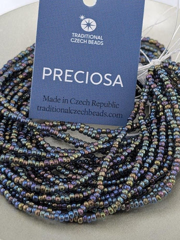 Preciosa 11/0 Czech Black Diamond Ab -6 String/Hnk-Appx 18 Gms