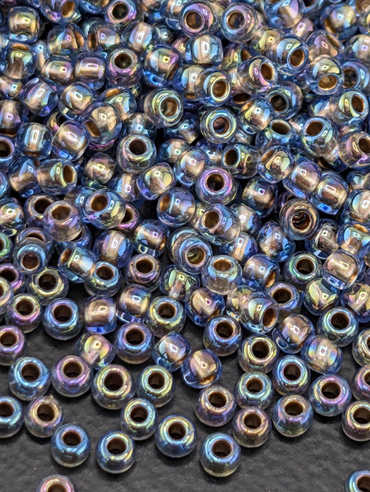 Gold-Lined Rainbow Lt Sapphire Size 11/0 Toho Round 2.5" tube