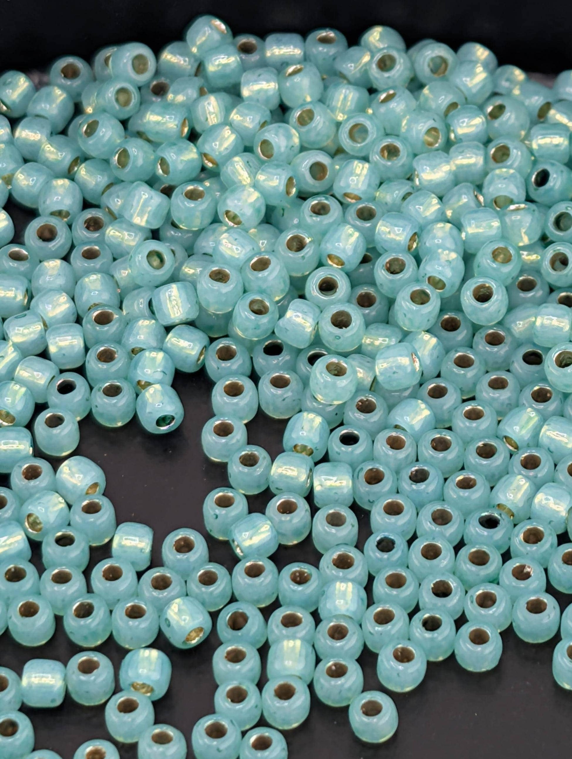 PermaFinish Milky Dk Peridot, Silver Lined Toho Seed Beads - Japanese Glass - Round 11/0 Tube (Crafting Jewelry, 2.5 Inch)