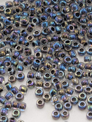 Bronze-Lined Black Diamond Toho Round Beads, Rainbow Finish | Size 11/0