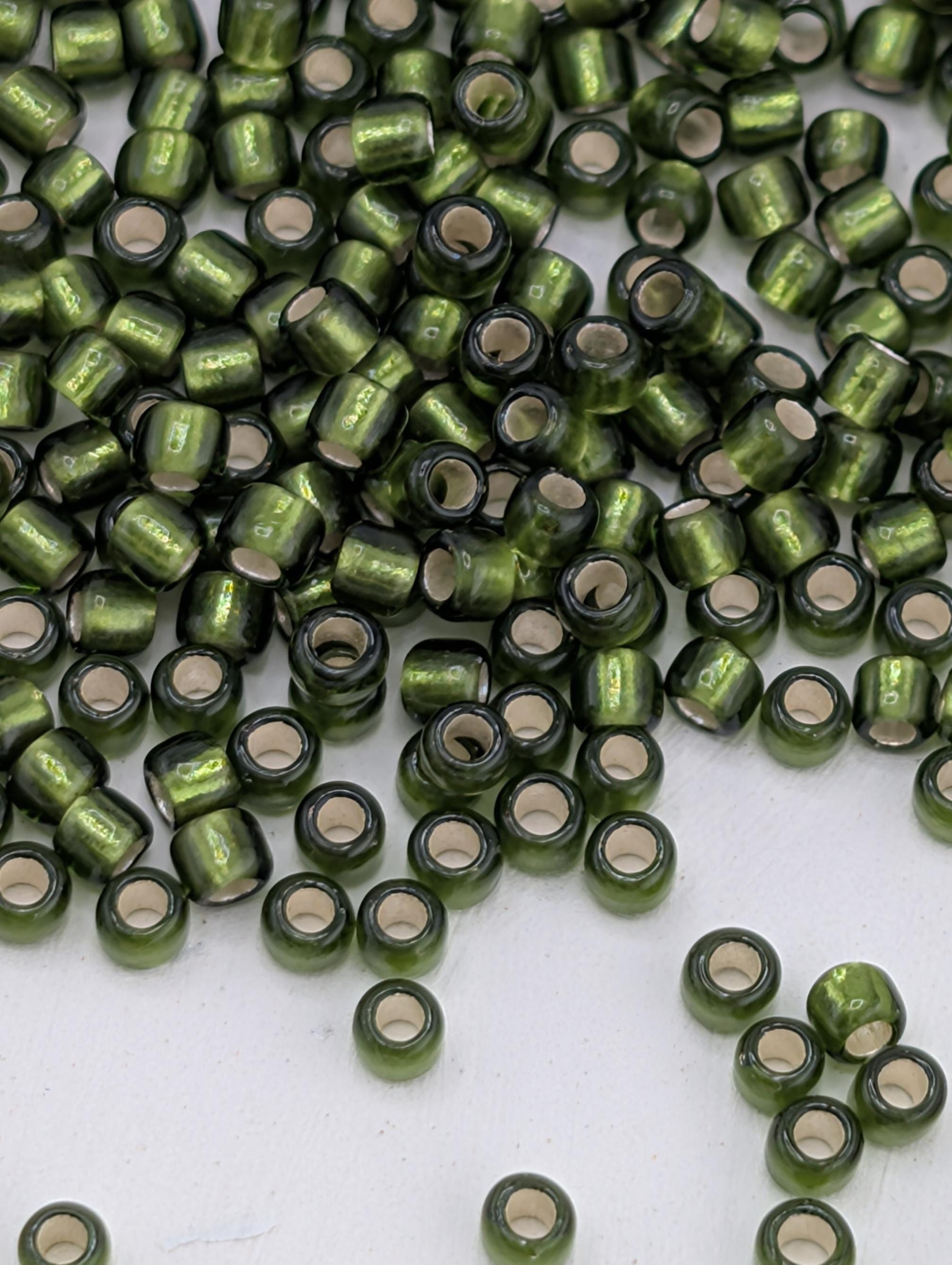 Toho Silver Lined Frosted Olive Round Beads, Size 11/0 | 2.5" Tube