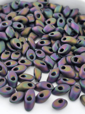 Miyuki Long Magatama Violet Matte Metallic Rainbow Size 4x7mm 15g pkg