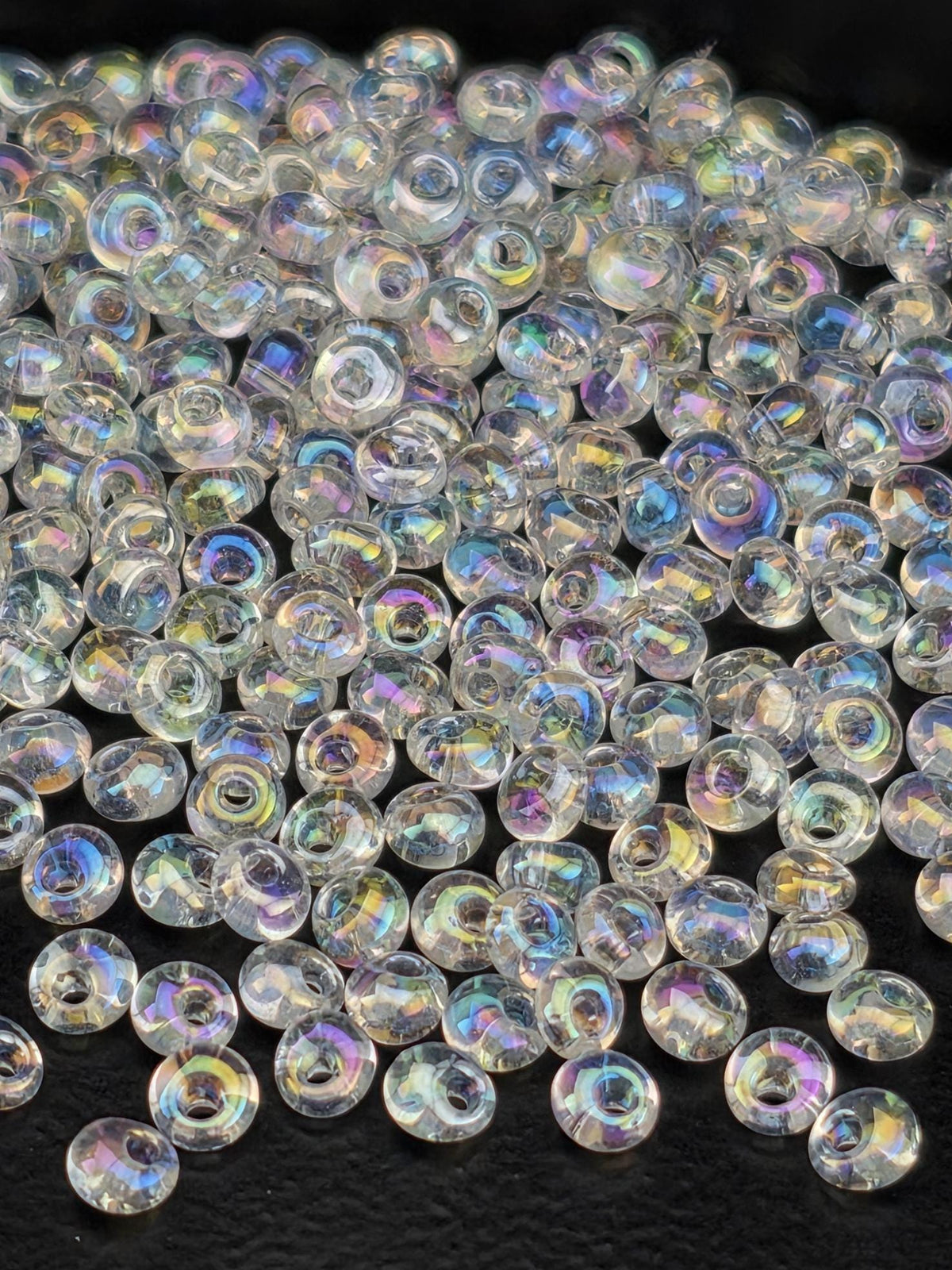 TOHO Magatama Beads 3mm, Transparent-Rainbow Crystal | Japanese Glass | Peyote Stitch
