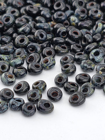 Toho Magatama Beads 3mm, Jet Picasso Hybrid | Glass | Jewelry Supply