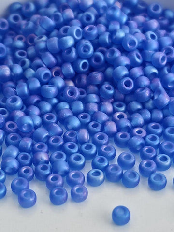 Sapphire Blue Transparent Matte Rainbow Rocaille | 8/0 | Miyuki - 15g pkg