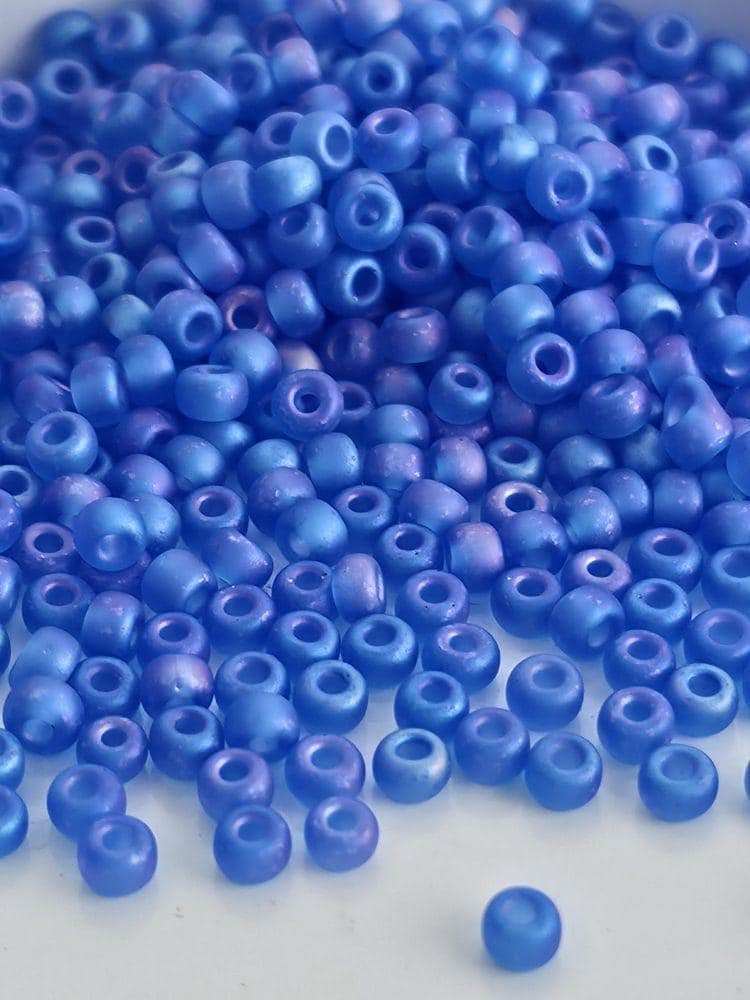 Sapphire Blue Transparent Matte Rainbow Rocaille | 8/0 | Miyuki - 15g pkg