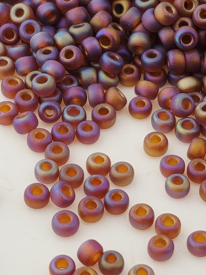 Dark Amber Transparent Matte Rainbow Rocaille | 8/0 | Miyuki - 15g pkg