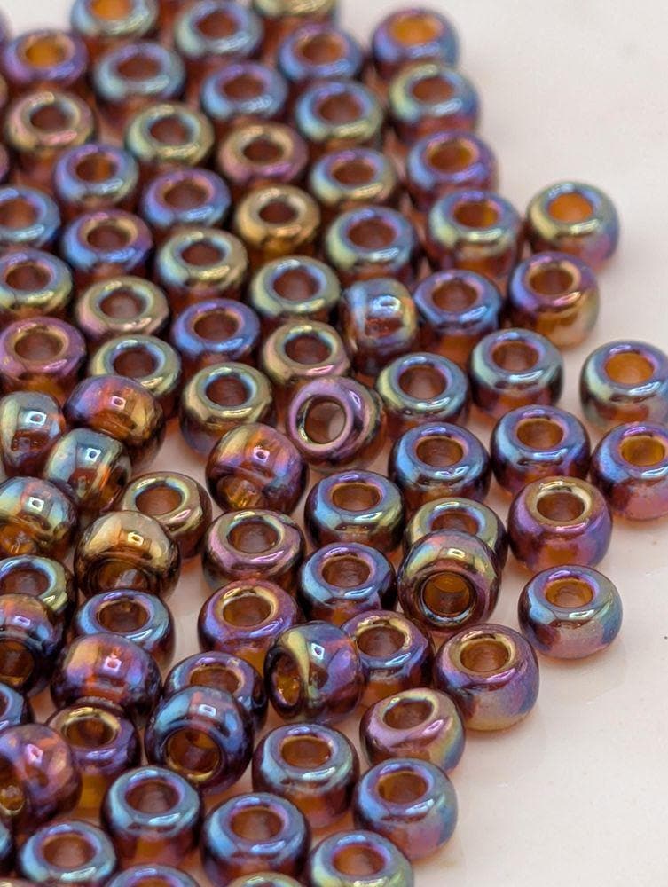 Miyuki Round Beads, Amber Translucent Rainbow | 8/0 | 15g Pack