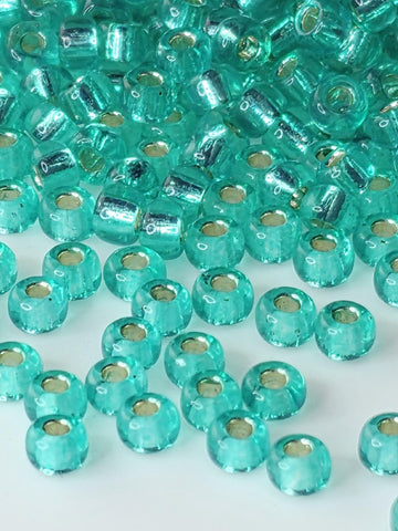 Dark Aqua Transparent Silver Lined Dyed Rocaille | 8/0 | Miyuki - 15g pkg