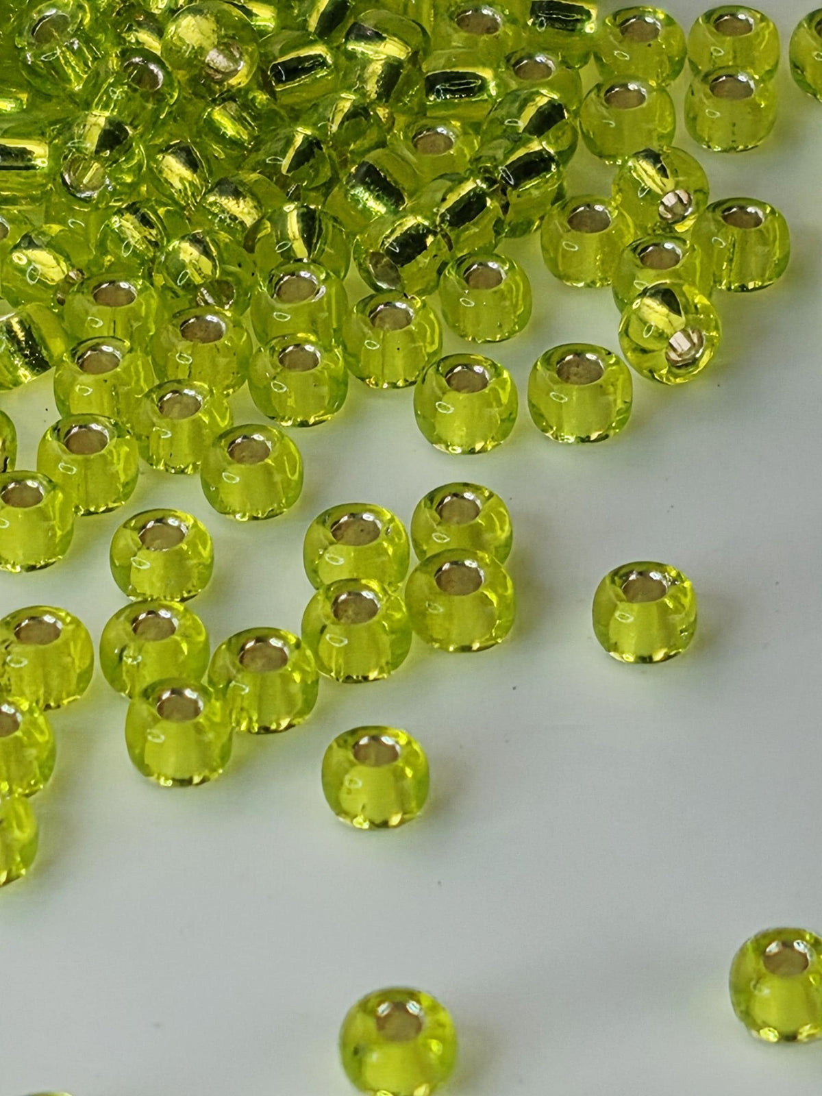 Lime Green Transparent Silver Lined Rocaille | 8/0 | Miyuki - 15g pkg