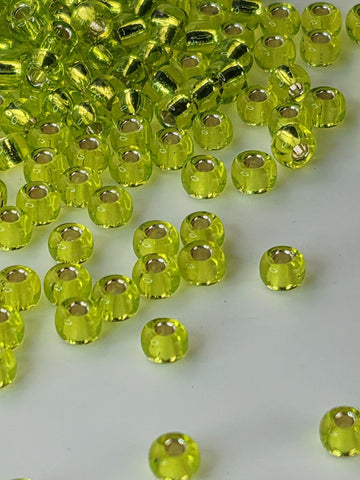 Lime Green Transparent Silver Lined Rocaille | 8/0 | Miyuki - 15g pkg