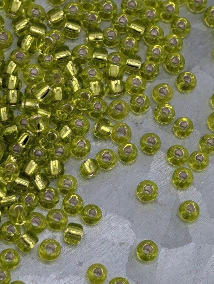 Lime Green Transparent Silver Lined Rocaille | 8/0 | Miyuki - 15g pkg
